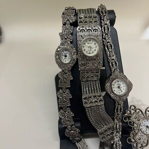 Antique-Style Silver Filigree Cross Pendant Watch - Women Accessories